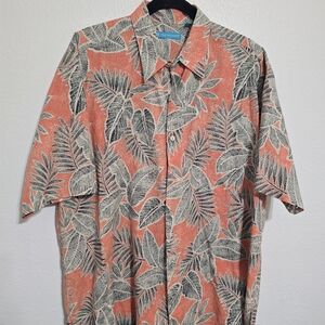 Tori Richard Coral Leaf Print Men's Shirt